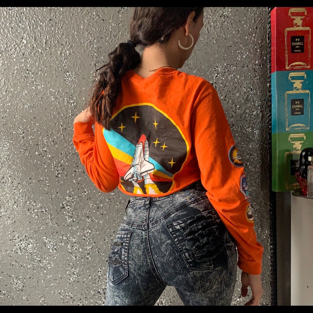Y2K Orange NASA Crop top